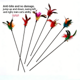 Extra Long 65cm Soft Rod Cat Teaser Wand Colorful Feather Bell Interactive Cat Toy for Kitten Cats