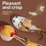 Retractable Cat Teaser Wand Interactive Feather Cat Toy Mouse Self-Playing Boredom Relief Kitten Toy Pet Supplies