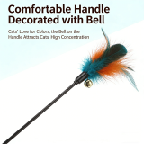 Extra Long 65cm Soft Rod Cat Teaser Wand Colorful Feather Bell Interactive Cat Toy for Kitten Cats
