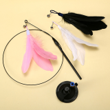 Strong Suction Cup Cat Teaser Wand Long Stick Interactive Cat Toy Self-Playing Bite Resistant Replaceable Head Pet Supplies