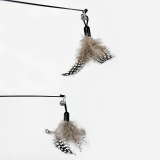 CFA Show Grade Wooden Handle Cat Teaser Wand Feather Bell Detachable Replaceable Head Durable Bite Resistant Pet Cat Toy