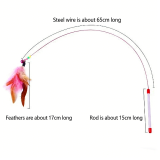 Steel Wire Feather Cat Teaser Wand Interactive Elastic Long Stick Self-Playing Bite Resistant Pet Cat Toy