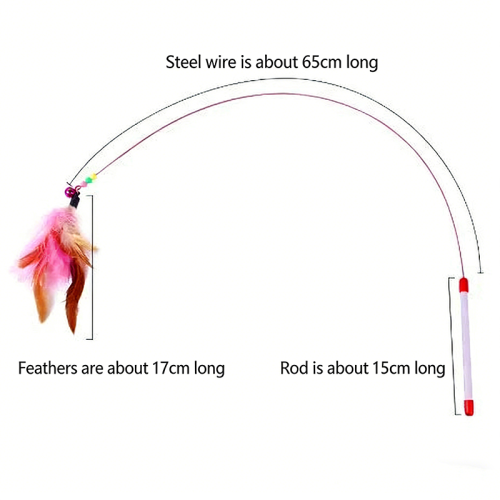 Steel Wire Feather Cat Teaser Wand Interactive Elastic Long Stick Self-Playing Bite Resistant Pet Cat Toy