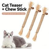 Raffia Grass Gall Fruit Silver Vine Cat Teether Wand Self-Playing Boredom Relief Teeth Cleaning Cat Stick Pet Toy Wholesale
