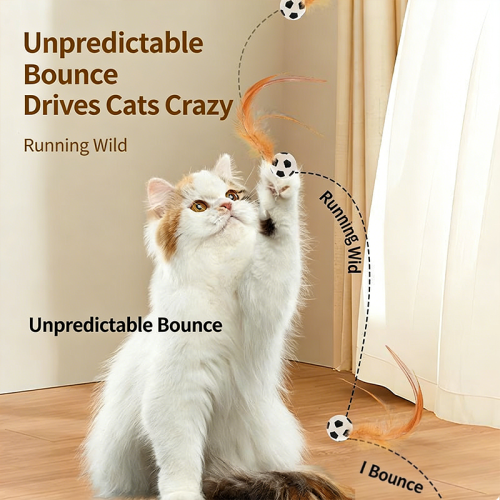 New Rubber Elastic Feather Ball Cat Toy Self-Playing Boredom Relief Throw Interactive Cat Teaser Wand Pet Supplies