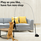 Strong Suction Cup Cat Teaser Wand Long Stick Interactive Cat Toy Self-Playing Bite Resistant Replaceable Head Pet Supplies