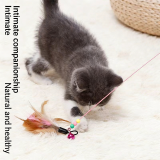 Steel Wire Feather Cat Teaser Wand Interactive Elastic Long Stick Self-Playing Bite Resistant Pet Cat Toy