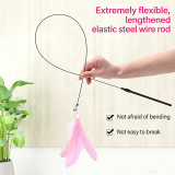 Strong Suction Cup Cat Teaser Wand Long Stick Interactive Cat Toy Self-Playing Bite Resistant Replaceable Head Pet Supplies