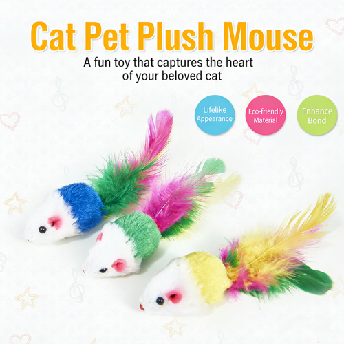Colorful Feather Plush Mouse Cat Toy Interactive Simulation Mouse Kitten Teaser Toy Bite Resistant Pet Cat Supplies
