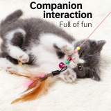 Steel Wire Feather Cat Teaser Wand Interactive Elastic Long Stick Self-Playing Bite Resistant Pet Cat Toy