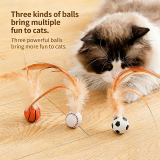 New Rubber Elastic Feather Ball Cat Toy Self-Playing Boredom Relief Throw Interactive Cat Teaser Wand Pet Supplies