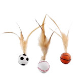 New Rubber Elastic Feather Ball Cat Toy Self-Playing Boredom Relief Throw Interactive Cat Teaser Wand Pet Supplies