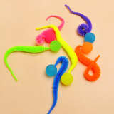Rainbow Caterpillar Elastic Ball Cat Toy Interactive Cat Teaser Refill Replacement Worm Cat Wand Accessories