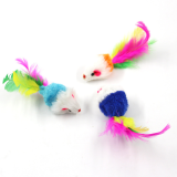 Colorful Feather Plush Mouse Cat Toy Interactive Simulation Mouse Kitten Teaser Toy Bite Resistant Pet Cat Supplies