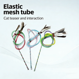 New Elastic Cat Teaser Wand Nylon Tube Feather Interactive Toy Self-Playing Boredom Relief Pet Cat Toy