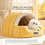 New Arched Semi-Enclosed Pet Bed Jacquard Design Warm Dog Cat Bed Soft Pet Nest Mat for Dogs Cats