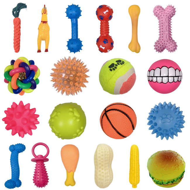 Interactive Squeaky Dog Ball Durable Chew Toy Dental Care Teething Stick Pet Supplies for Cats Dogs