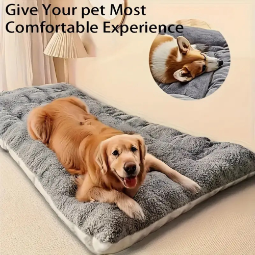 Winter Warm Plush Dog Bed Thickened Soft Pet Mat for Large Dogs Crate Pad Pet Supplies