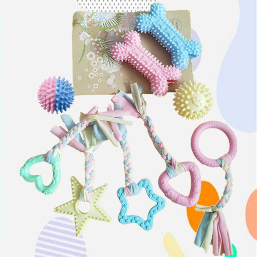 Macaron Color TPR Pet Chew Toy Bite Resistant Teeth Grinding Dental Toy for Dogs Cats Pet Supplies