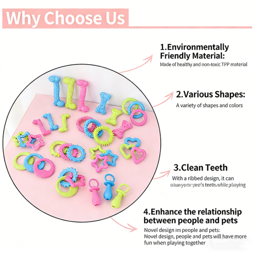 Durable TPR Dog Chew Toys Collection Bone Nipple Teething Ring Bite Proof Dental Care Pet Dog Supplies