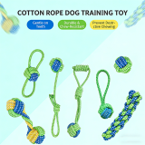 Dual Color Cotton Rope Pet Toy Set Durable Chew Rope Dental Care Teething Stick Interactive Training Dog Toys