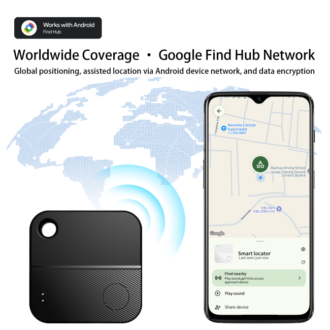 Android Global GPS Locator, Find Hub App Smart Anti Lost Tracker for Elderly Kids Pets Portable Positioning Device