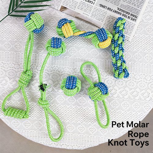 Dual Color Cotton Rope Pet Toy Set Durable Chew Rope Dental Care Teething Stick Interactive Training Dog Toys