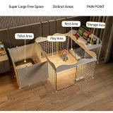 Indoor Pet Dog Playpen House Dog Crate with Toilet Area Small Dog Fence Gate for Teddy