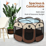 Octagonal Pet Playpen Foldable Pet Tent Oxford Fabric Scratch Resistant Dog Cat Cage Whelping Nest