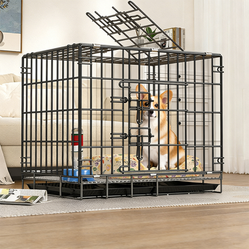 Foldable Dog Cage for Small Medium Large Dogs Heavy Duty Thickened Pet Crate Portable Dog House Cat Cage