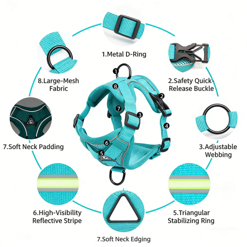 Vest Style Dog Harness Reflective Breathable Pet Cat Chest Strap Walking Leash