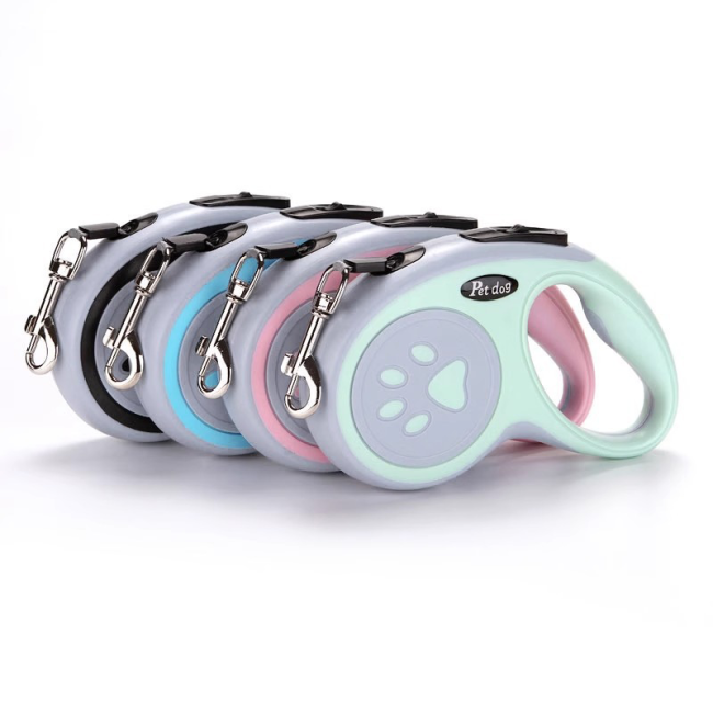 Retractable Dog Leash Anti-Punch Extendable Pet Walking Leash with Paw Print for Small Medium Dogs