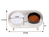 Crescent Double Cat Bowl Anti-Tipping Neck Protection Pet Food Water Bowl for Cats Dogs