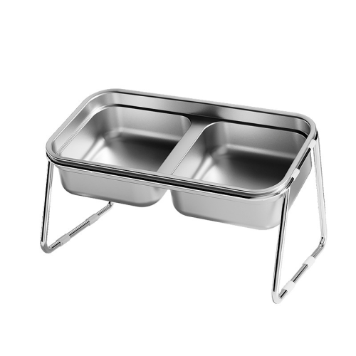 Double Stainless Steel Cat Bowl, Anti-tipping Pet Food Water Bowl, Feeding Dish for Cats Small Dogs