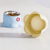 Octopus Shaped Cat Bowl Neck Protection Pet Feeder Anti-Tipping Cat Food Bowl With Stainless Steel Inner Bowl