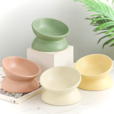 Elevated Ceramic Tilted Cat Bowl Neck Protection Anti-Slip Anti-Tipping Pet Bowl for Cats 