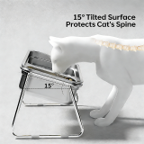 Double Stainless Steel Cat Bowl, Anti-tipping Pet Food Water Bowl, Feeding Dish for Cats Small Dogs