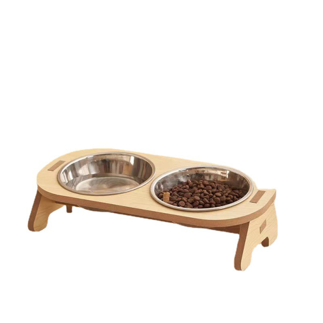 Anti-Slip Double Cat Bowl Anti-Tipping Pet Food Water Bowl for Adult Kitten Small Dogs