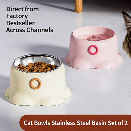 Octopus Shaped Cat Bowl Neck Protection Pet Feeder Anti-Tipping Cat Food Bowl With Stainless Steel Inner Bowl