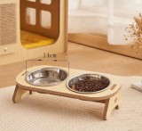 Anti-Slip Double Cat Bowl Anti-Tipping Pet Food Water Bowl for Adult Kitten Small Dogs