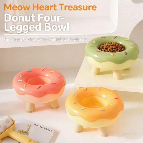 Donut Shaped Pet Bowl Large Caliber Elevated Cat Bowl Cute Non-slip Food Water Bowl for Cats Dogs