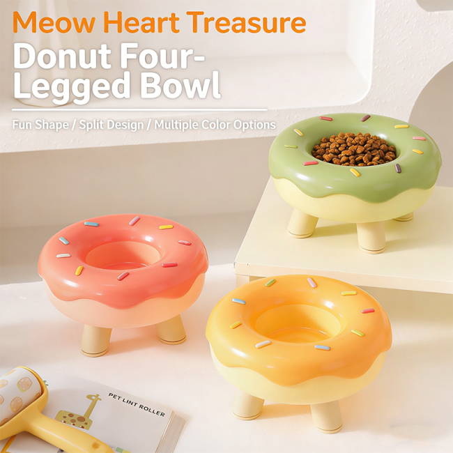 Donut Shaped Pet Bowl Large Caliber Elevated Cat Bowl Cute Non-slip Food Water Bowl for Cats Dogs