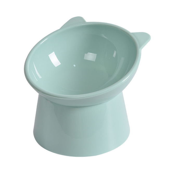 Tilted Pet Bowl with Wooden Stand, Neck Protection Anti-tipping Cat Food Water Bowl, Ceramic & Stainless Steel Feeder
