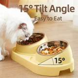 Slant Mouth Double Cat Bowl Anti-Tipping Pet Feeding Water Bowl for Cats