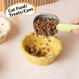 6 Inch Lace Polka Dot Ceramic Pet Bowl, Practical Food Water Bowl for Cats and Dogs