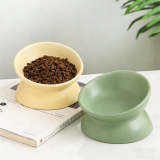 Elevated Ceramic Tilted Cat Bowl Neck Protection Anti-Slip Anti-Tipping Pet Bowl for Cats 