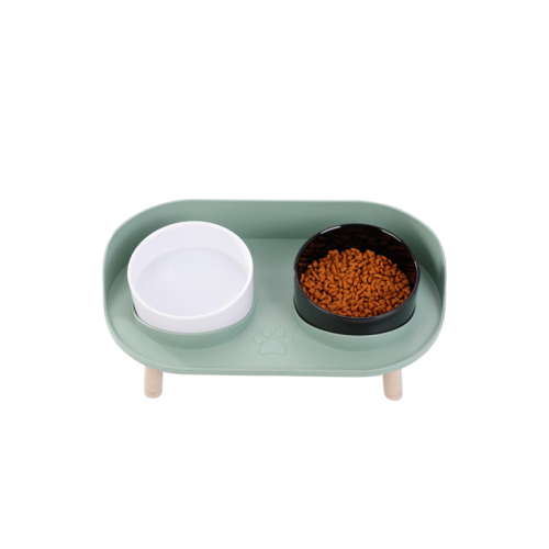 Crescent Double Cat Bowl Anti-Tipping Neck Protection Pet Food Water Bowl for Cats Dogs
