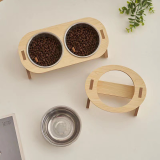 Anti-Slip Double Cat Bowl Anti-Tipping Pet Food Water Bowl for Adult Kitten Small Dogs