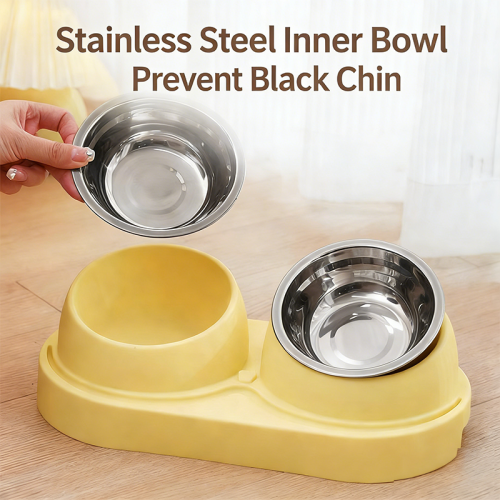 Slant Mouth Double Cat Bowl Anti-Tipping Pet Feeding Water Bowl for Cats