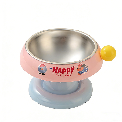 Cute Stainless Steel Pet Bowl Anti-Tipping Neck Protection Cat Food Bowl Durable Feeding Bowl for Cats Dogs